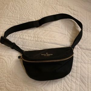 kate spade fanny pack in black with gold hardware